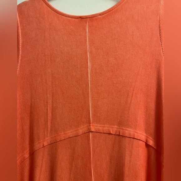 Easel Oversized Ribbed V-Neck T-shirt Sundress- Pink and Orange- Size S - Picture 4 of 12